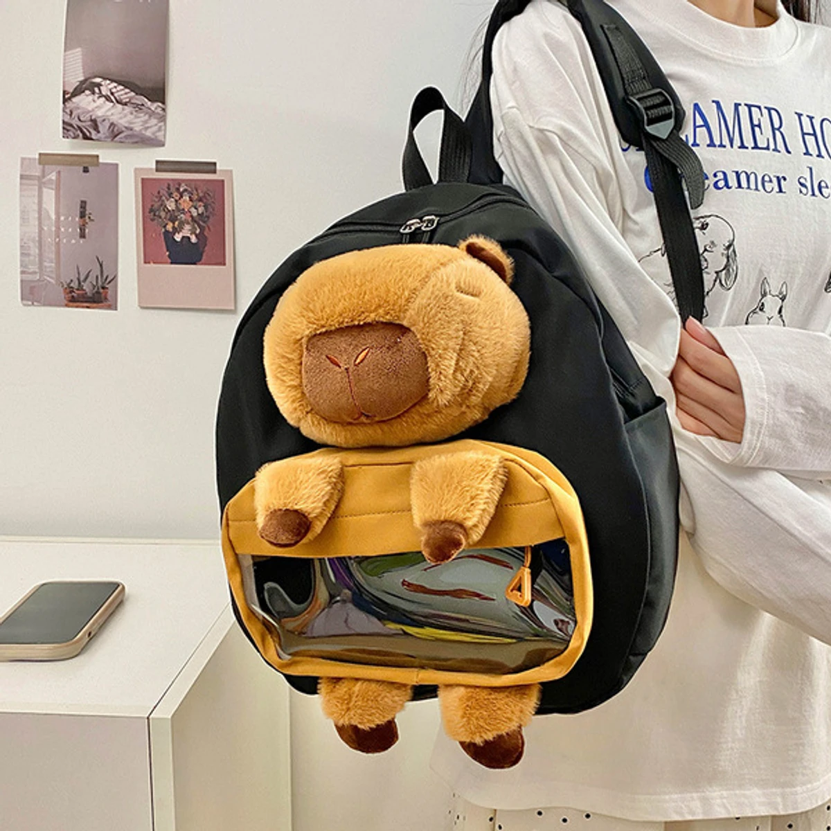 Cute Capybara Large Capacity Backpack School or College Bag